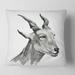 Designart 'Monochrome Portrait Of Goat I' Farmhouse Printed Throw Pillow