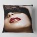 Designart 'Portrait Of Modern Woman With Mask' Modern Printed Throw Pillow
