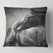 Designart 'Portrait Of A Black Horse' Farmhouse Printed Throw Pillow