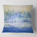 Designart 'Blue Heron On The Lake Shore At Sunset' Traditional Printed Throw Pillow