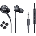 OEM InEar Earbuds Stereo Headphones for LG Optimus L3 II Dual E435 Plus Cable - Designed by AKG - with Microphone and Volume Buttons (Black)