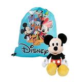 Disney Mickey Mouse 11 Plush Doll Toy w/ Mickey & Friends 15 Cinch Sling Bag