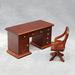 SPRING PARK Wooden 1/12 Scale Retro Dollhouse Writing Desk Chair Set Miniature Furniture for Decor