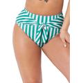 Plus Size Women's Striped Tie Front Bikini Bottom by Swimsuits For All in Aloe White Stripe (Size 24)