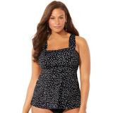 Plus Size Women's Tie-Back Tankini Top by Swimsuits For All in White Speckle (Size 10)