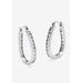 Women's Silver Tone Inside Out Channel Set Hoop Earrings by PalmBeach Jewelry in Silver