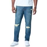Men's Big & Tall Liberty Blues™ Athletic Fit Side Elastic 5-Pocket Jeans by Liberty Blues in Distressed (Size 60 38)