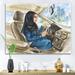 East Urban Home Arabian Woman Driving a Car I - Painting on Canvas Metal in Blue/Gray | 24 H x 32 W x 1 D in | Wayfair