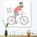 East Urban Home Hipster Man On A Bicycle - Wrapped Canvas Print Canvas in Red/Yellow | 16 H x 16 W x 1 D in | Wayfair