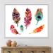 East Urban Home Colorful Boho Feather Set II - Painting on Canvas Metal in Blue/Green/Pink | 16 H x 32 W x 1 D in | Wayfair