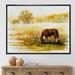 East Urban Home Horse Grazing on a Meadow - Painting on Canvas Metal in Yellow | 16 H x 32 W x 1 D in | Wayfair BEF44DCD7374404C807D51195C281D28