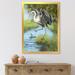 East Urban Home Crane Hunting a Frog in the Water - Picture Frame Graphic Art on Canvas Metal in Blue/Green | 40 H x 30 W x 1.5 D in | Wayfair