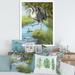 East Urban Home Crane Hunting a Frog in the Water - Picture Frame Graphic Art on Canvas Metal in Blue/Green | 32 H x 16 W x 1 D in | Wayfair