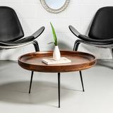 Trent Austin Design® Zenaide Round Mango Wood Coffee Table Wood/Metal in Black/Brown | 16 H x 30 W x 30 D in | Wayfair