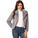 Allegra K Women's Autumn Winter Cropped Jacket Notch Lapel Faux Fur Fluffy Coat Grey S