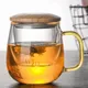 Infuseur à thé en verre créatif avec poignée filtrante transparente couvercle en bambou tasse à