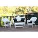 Jeco W00206-G-FS017 4 Piece White Wicker Conversation Set - Black Cushions