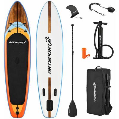 Artsport - Stand Up Paddling Board Beach Rocker – Aufblasbares SUP Board Set mit Pumpe, Paddel,