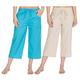 Metzuyan Womens 3/4 Capri Pants Cropped Elasticated Trousers Sizes 10-14 Torquoise and Stone 12
