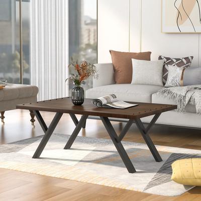 Customer Favorite Rustic Coffee Table Wood Top And Metal Legs Table For Living Room 43 Accuweather Shop