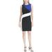 Calvin Klein Womens Colorblocked Cold Shoulder Sheath Dress, Black, 10