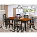 East West Furniture 7 Piece Dining Room Table Set- a Rectangle Table and 6 Kitchen Dining Chairs, Black & Cherry (Seat Option)