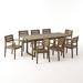 Merdian Acacia Wood 9-piece Expandable Table Outdoor Dining Set by Christopher Knight Home
