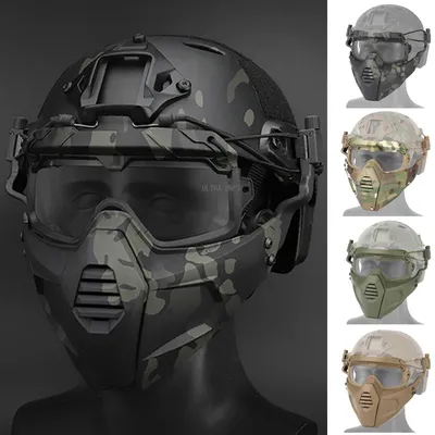 Masque tactique avec jeu de lunettes protection militaire Cs Wargame masques de tir de sécurité