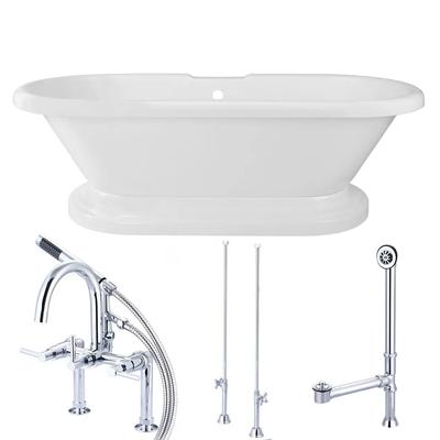 Randolph Morris Amelia 71 Inch Acrylic Double Ended Pedestal Tub Package - White / Chrome Fixtures SAVINGSPACKAGE73