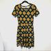 Lularoe Dresses | Lularoe Fit & Flare Short Sleeve Dress | Color: Blue/Yellow | Size: M