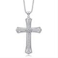 14k White Gold Diamond Cross Pendant 925 Sterling Silver Party Wedding Pendant Necklace For Women Men Gemstones Jewelry