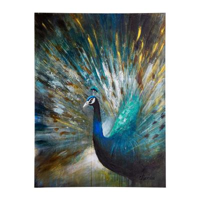Peacock Prowess Gallery Wrapped Canvas Wall Art - ...
