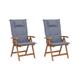 Lot de 2 chaises de jardin naturelles avec coussins bleus