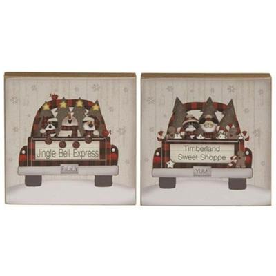 Jingle Bell Express 4" Square Block 2 Asstd. - 4" squared by.75" deep