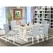 East West Furniture Dining Table Set- a Kitchen Table and Baby Blue Linen Fabric Parsons Chairs, Off-White(Pieces Options)