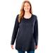 Plus Size Women's Perfect Long-Sleeve Henley Tee by Woman Within in Navy (Size M) Shirt