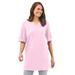 Plus Size Women's Perfect Roll-Tab-Sleeve Notch-Neck Tunic by Woman Within in Pink (Size M)