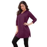 Plus Size Women's Long-Sleeve V-Neck Ultimate Tunic by Roaman's in Dark Berry (Size 4X) Long Shirt