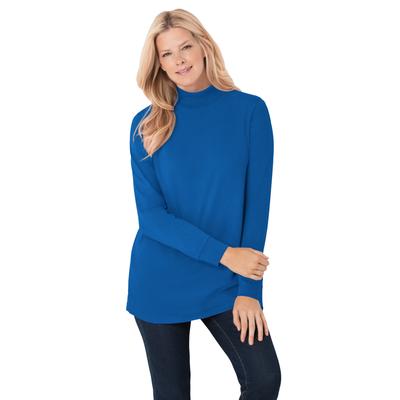 Plus Size Women's Perfect Long-Sleeve Mockneck Tee by Woman Within in Bright Cobalt (Size 6X) Shirt