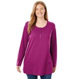 Plus Size Women's Perfect Long-Sleeve Henley Tee by Woman Within in Raspberry (Size M) Shirt