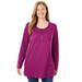 Plus Size Women's Perfect Long-Sleeve Henley Tee by Woman Within in Raspberry (Size M) Shirt