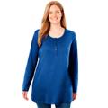 Plus Size Women's Perfect Long-Sleeve Henley Tee by Woman Within in Bright Cobalt (Size 1X) Shirt