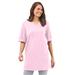 Plus Size Women's Perfect Roll-Tab-Sleeve Notch-Neck Tunic by Woman Within in Pink (Size 3X)