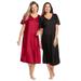 Plus Size Women's 2-Pack Short Silky Gown by Only Necessities in Classic Red Black (Size 4X) Pajamas