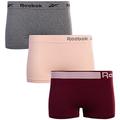 Reebok Women’s Seamless Stretch Performance Boyshort Panties (3 Pack) (Grey/SpaceDye/Black/White, Large)