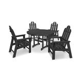 POLYWOOD® Long Island 5-Piece Round Farmhouse Outdoor Dining Set Plastic in Black | 42.5 H x 110 W x 110 D in | Wayfair PWS107-1-BL