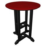 POLYWOOD® Contempo Round Dining Table Wood/Plastic/Metal in Red/Black | 29 H x 24 W x 24 D in | Outdoor Dining | Wayfair RT224FBLSR