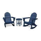 POLYWOOD® Vineyard 3-Piece Adirondack Rocking Chair Set in Blue | 36.5 H x 29.25 W x 34.5 D in | Wayfair PWS408-1-NV