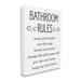 Stupell Industries Minimal Bathroom Rules Sign Good Family Hygiene - Textual Art Canvas in White | 48 H x 36 W x 1.5 D in | Wayfair ae-632_cn_36x48