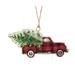 The Holiday Aisle® 2 Piece Check Truck w/ Hanging Figurine Ornaments Metal in Green | 2.75 H x 5.5 W x 0.25 D in | Wayfair